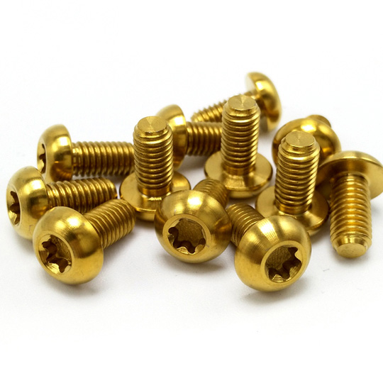 Gold Titanium MTB Bicycle Disc Rotor Bolts T25 M5 x 10mm