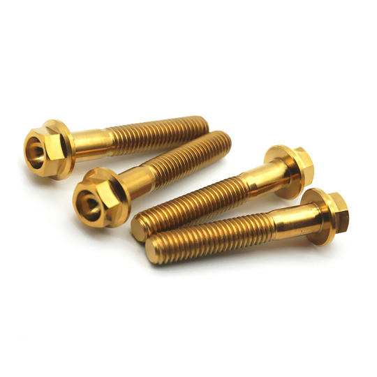 Gold Titanium Hex Flange Head Bolts with dimples