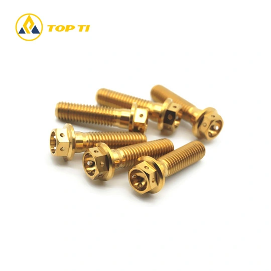 Titanium Hex Flange Race Spec Bolts Gold